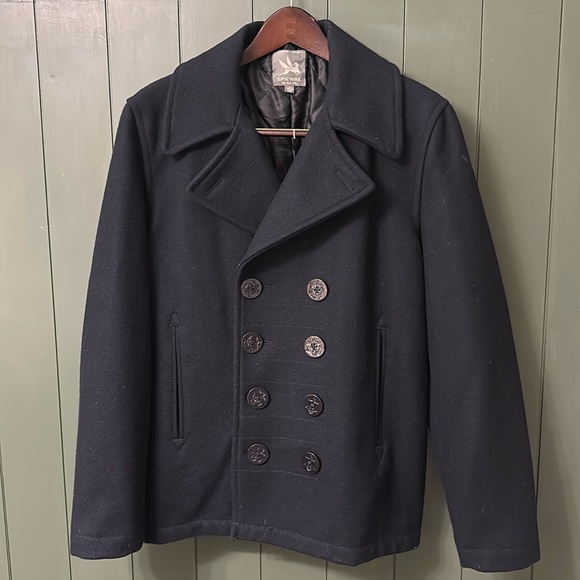 Spiewak Peacoat Double Breasted Wool Blend Size Small Navy Blue - Picture 1 of 7